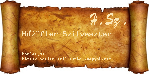 Höfler Szilveszter névjegykártya